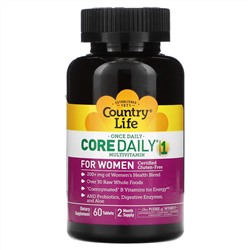 Country Life, Мультивитамины Core Daily-1 для женщин, 60 таблеток