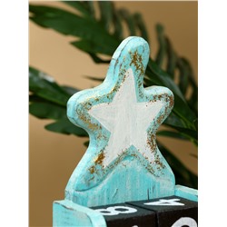 Календарь настольный «Морская звезда», 11×5×16 см, дерево, золотисто-бирюзовый