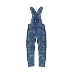 Полукомбинезон текстильный джинсовый утепленный флисом для мальчиков