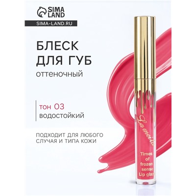 Блеск для губ оттеночный, водостойкий, 6.5 г, оттенок №3