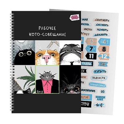Тетрадь А4  80л клетка на спирали "Кото-совещание" ТС2Л4805311 Listoff