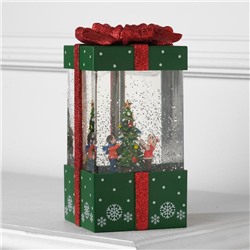 Светодиодная фигура «Подарок зелёный» 10×19×10 см, пластик, батарейки ААх3 (не в комплекте), USB, свечение тёплое белое