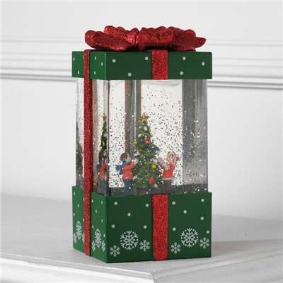 Светодиодная фигура «Подарок зелёный» 10×19×10 см, пластик, батарейки ААх3 (не в комплекте), USB, свечение тёплое белое