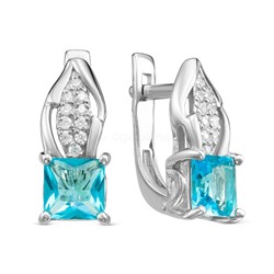 Серьги из серебра с пл.кварцем цв.swiss топаз и фианитами родированные 925 пробы С-3531рс10300