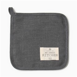 Набор кухонный Этель ECO grey: варежка 15х28см, прихватка 19х19см, 100% лён, 245 г/м2