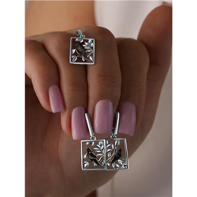 Серьги из серебра родированные 925 пробы С-3385-Р