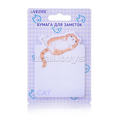 Клейкая бумага для заметок "Lazy cat" 70x94 мм, 30 листов, офсет 80 г/м², печать 4+0, ассорти форм и дизайнов, в картонном блистере и пластиковом пакете с европодвесом
