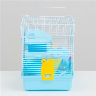Клетка для грызунов «Пижон», 31×24×29 см, двухэтажная, с наполнением, пластик, металл, голубая