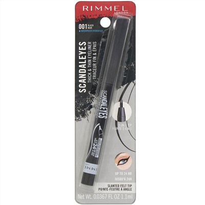 Rimmel London, Подводка для глаз Scandaleyes Thick & Thin, оттенок 001 Черный, 1,1 мл