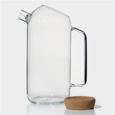 Кувшин «Эко», 1.8 л, 17×10.5×22 см, с пробковой крышкой, стекло, прозрачный