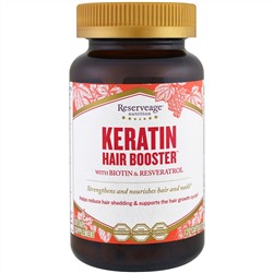 ReserveAge Nutrition, Keratin Hair Booster с биотином и ресвератролом, 120 капсул