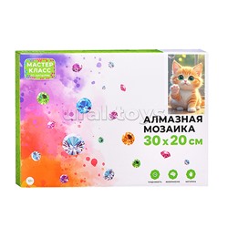Мозаика алмазная "Котенок с мыльными пузырями" 20*30см.