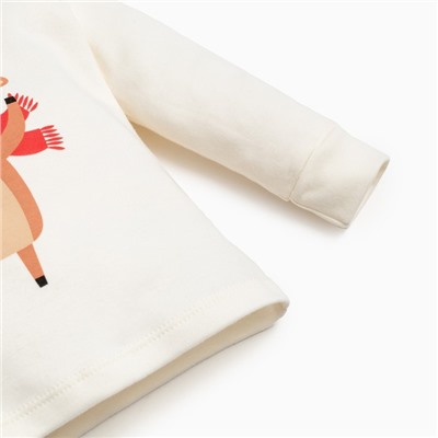 Костюм детский (джемпер, брюки) «Крошка Я. Новогодние зверята», рост 62-68 см, красный, белый