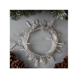 Гирлянда «Нить» 5 м, IP20, прозрачная нить, 50 LED, 8 режимов, 220 В, свечение зелёное