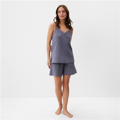 Пижама женская (майка, шорты) KAFTAN Basic, размер 40-42, синяя