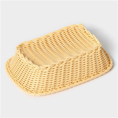 Корзинка для фруктов и хлеба Доляна «Ваниль», 24×17×6.5 см, пластик, плетёная, бежевая