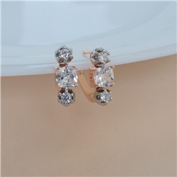 Серьги ювелирная бижутерия коллекция "Дубай", покрытие позолота, вставка: фианиты, цвет: прозрачный, арт.213.553