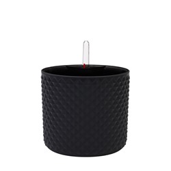 Кашпо для цветов «Фасет», 2 л, d=15 см, h=14 см, пластиковое, с автополивом, со вставкой, серое