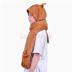 Шапка карнавальная "Капибара" с апельсинкой 43*40 см.