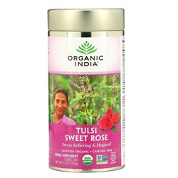Organic India, тулси и сладкая роза, без кофеина, 100 г (3,5 унции)