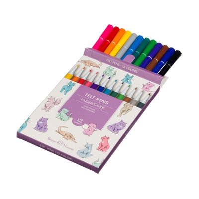 Фломастеры 12цв "СЧАСТЛИВЫЙ ЦВЕТ/HAPPYCOLOR" 32-0023 Bruno Visconti