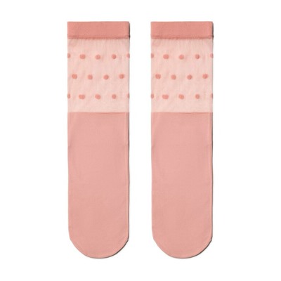 Полиамидные CONTE FANTASY Удлиненные носки с прозрачным верхом в горошек