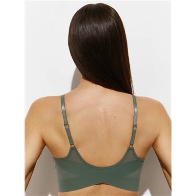 Omsa Топ 3. OmD 1112B Invisible Майка "Toп" женская с сеткой (кроп-топ на тонких бретелях с вкладышами), PA