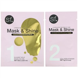 SFGlow, Mask & Shine, моделирующая косметическая маска с 24-каратным золота, набор из 4 предметов