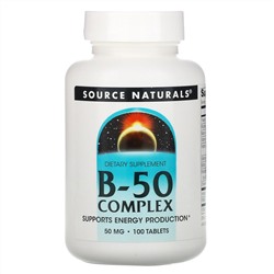 Source Naturals, комплекс B-50, 50 мг, 100 таблеток