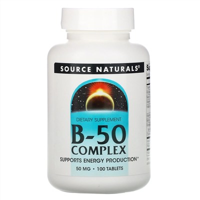 Source Naturals, комплекс B-50, 50 мг, 100 таблеток