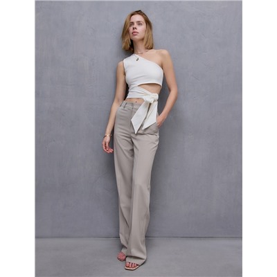 Топ с завязкой на талии женский MINAKU : Casual Collection, белый, размер 46