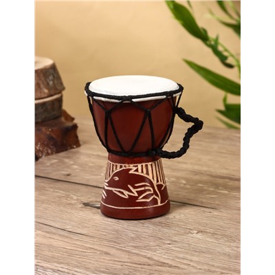 Сувенирный музыкальный инструмент барабан джембе «Светлый», 12×9×9 см, МИКС