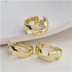 Комплект ювелирной бижутерии Итальянское золото (покрытие желтое 14к) серьги и кольцо 17 р, арт.213.821-17