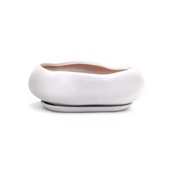 Горшок для кактусов и суккулентов «Бонсай», 2.5 л, 28×24×11 см, керамический, с поддоном, белый