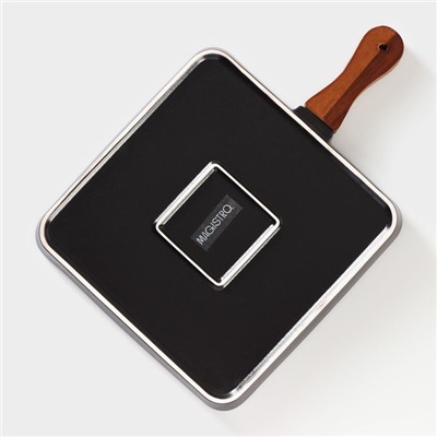 Блюдо фарфоровое для подачи с бамбуковой ручкой Magistro «Галактика», 30×20.5×2.3 см, цвет чёрный