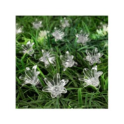 Гирлянда «Нить», 4.5 м, уличная, с насадками «Цветок», IP44, 30 LED, 2 режима, солнечная батарея, тёмная нить, свечение жёлтое/аквамарин