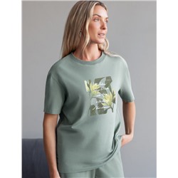 Футболка с принтом свободная эластичная из премиального хлопка