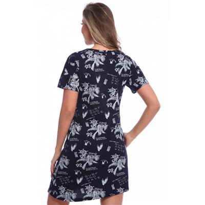 Футболка-туника удлиненная асимметричная с карманами Арт. 517 (Темно-синий_белый)