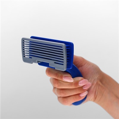 Пуходёрка, 10×15 см, с самоочисткой, пластик, синяя