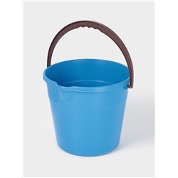 Ведро хозяйственное со сливом, 10 л, d=28 см, h=24 см, пластик, голубое
