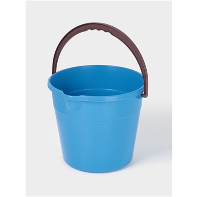 Ведро хозяйственное со сливом, 10 л, d=28 см, h=24 см, пластик, голубое