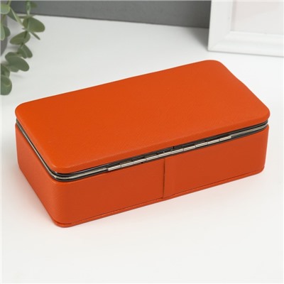 Шкатулка для украшений «Мелкая рябь», с зеркалом, искусственная кожа, оранжевая, 10×18×6 см