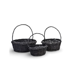 Набор корзин 3 шт ИВА 36x36x14 30x30x12 25x25x11 см ПЛЕТ ручка h=23/20/17 см