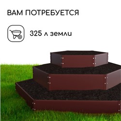 Клумба оцинкованная, 3 яруса, d=60–100–140 см, высота бортика 45 см, коричневая, Greengo