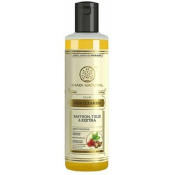 Khadi Natural Шампунь с Шафраном, Тулси и экстрактом Плодов Мыльного Дерева 210 мл