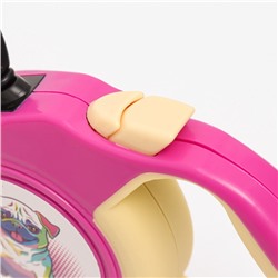 Рулетка «Пижон», 3 м, до 15 кг, с прорезиненной ручкой, трос, розовая