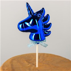 Топпер для торта «Единорог», 21×7 см, цвет синий