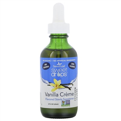 Wisdom Natural, SweetLeaf, Sweet Drops, подсластитель из стевии, со вкусом ванильного крема, 60 мл (2 жидк. унции)