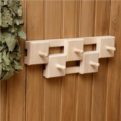 Вешалка для бани и сауны «Гармония», деревянная, настенная, 5 крючков, «Добропаровъ»