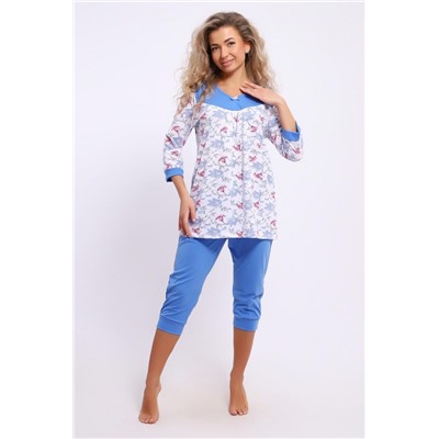 Пижама женская 51158 (Голубой/белый)